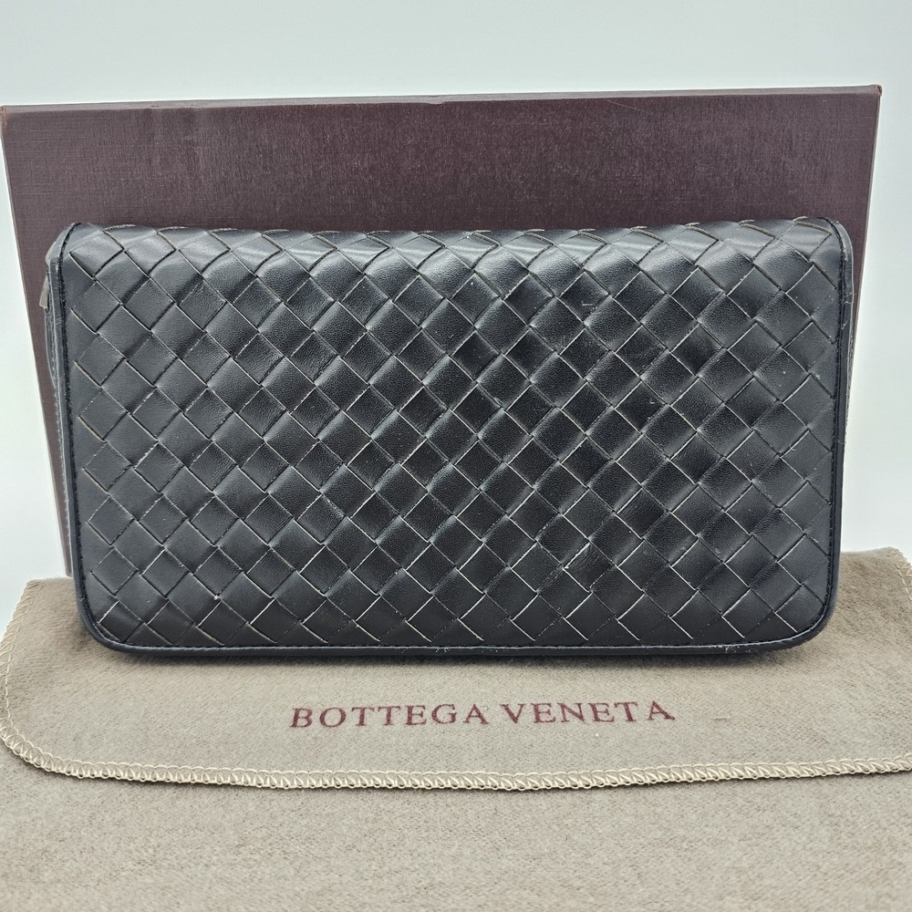 Bottega Veneta Black Intrecciato Leather Wallet